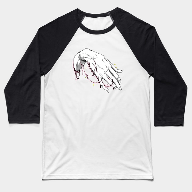 blood hand Baseball T-Shirt by Lapulio